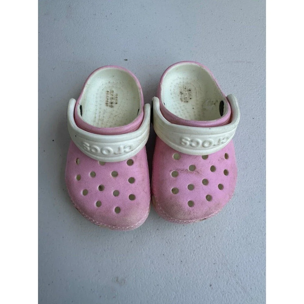 Crocs Kids Toddler Girl Pink White Summer Ready Classic Clogs 5
